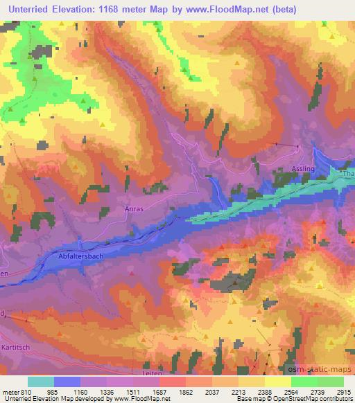 Unterried,Austria Elevation Map