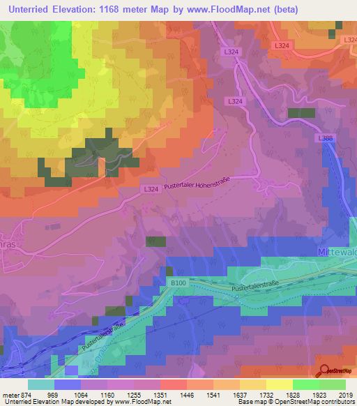 Unterried,Austria Elevation Map