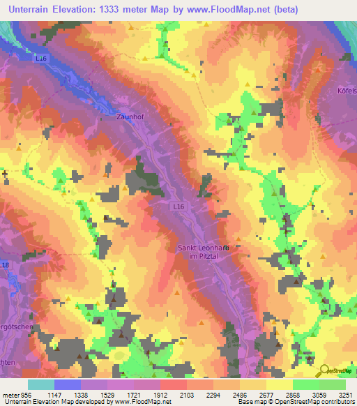 Unterrain,Austria Elevation Map