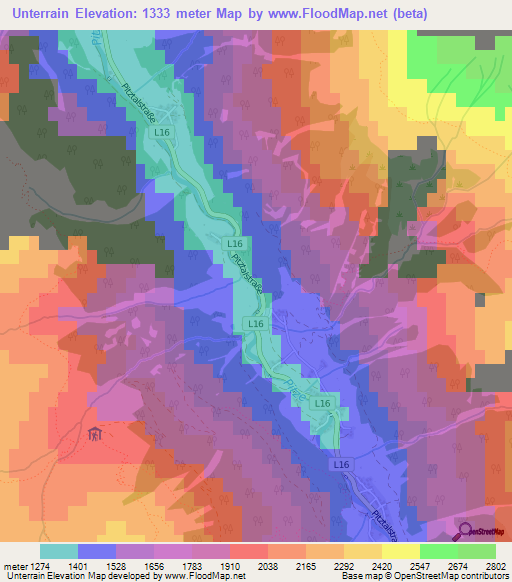 Unterrain,Austria Elevation Map