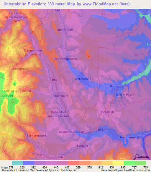 Unterrabnitz,Austria Elevation Map