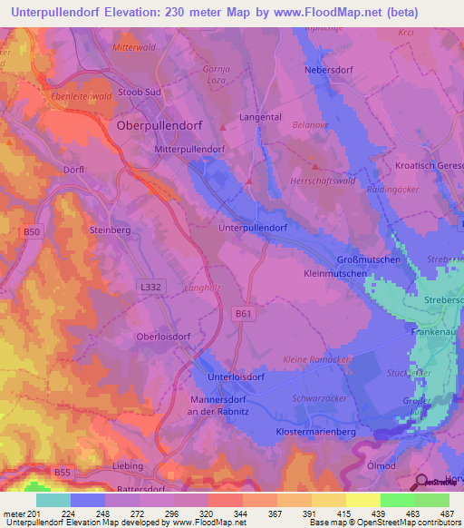 Unterpullendorf,Austria Elevation Map