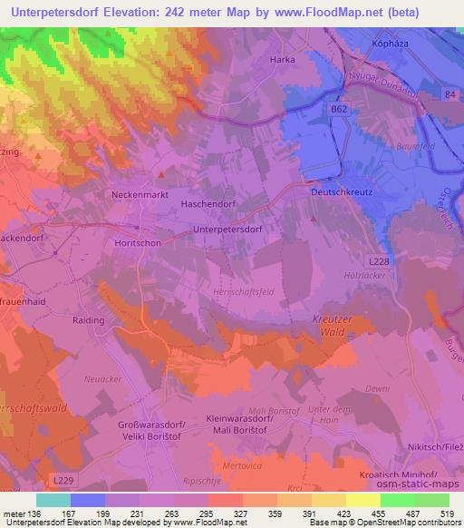 Unterpetersdorf,Austria Elevation Map