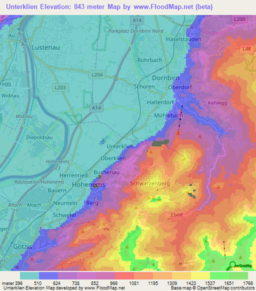 Unterklien,Austria Elevation Map