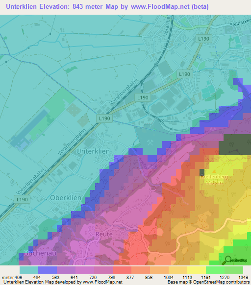 Unterklien,Austria Elevation Map