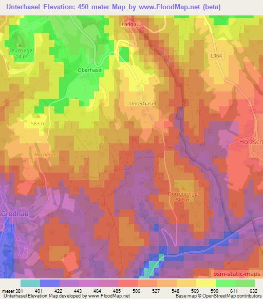 Unterhasel,Austria Elevation Map