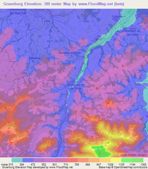 Gruenburg,Austria Elevation Map