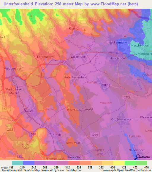 Unterfrauenhaid,Austria Elevation Map