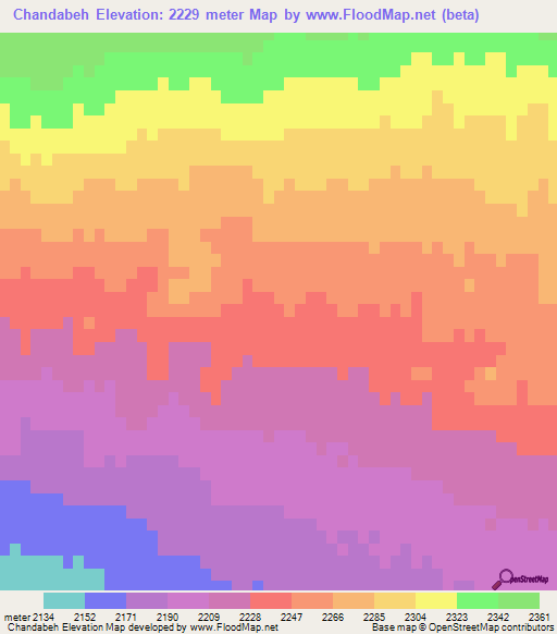 Chandabeh,Iran Elevation Map