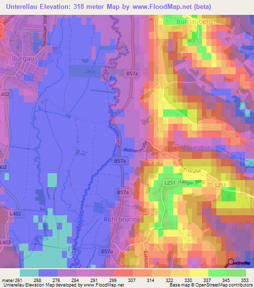 Unterellau,Austria Elevation Map