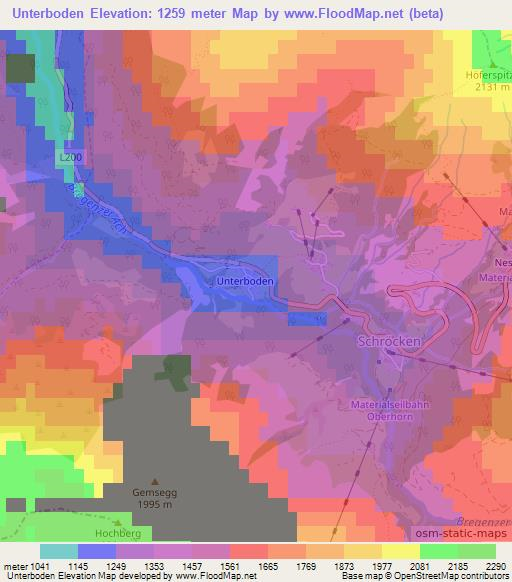 Unterboden,Austria Elevation Map
