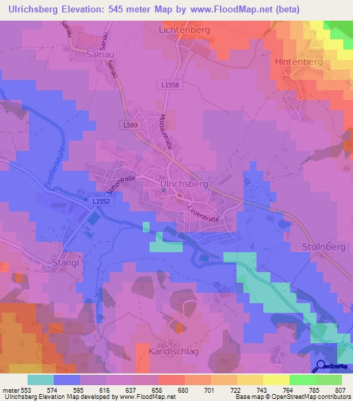 Ulrichsberg,Austria Elevation Map