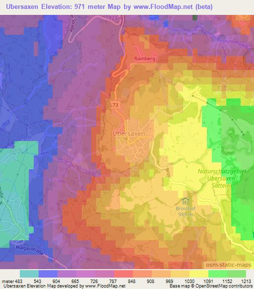 Ubersaxen,Austria Elevation Map
