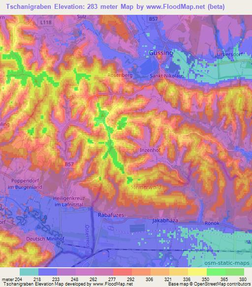 Tschanigraben,Austria Elevation Map