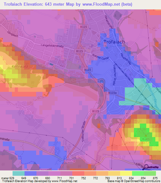 Trofaiach,Austria Elevation Map
