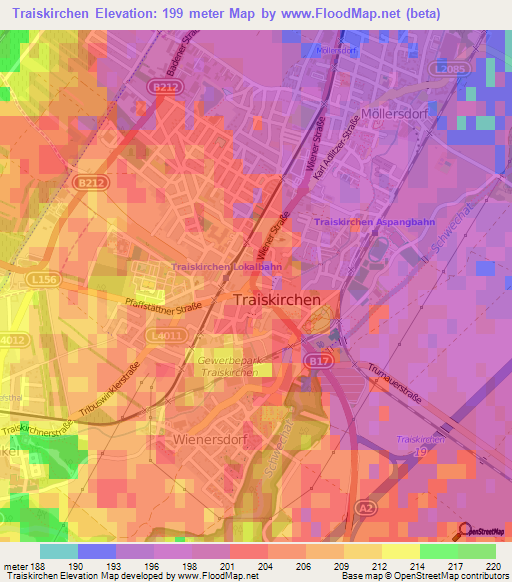 Traiskirchen,Austria Elevation Map