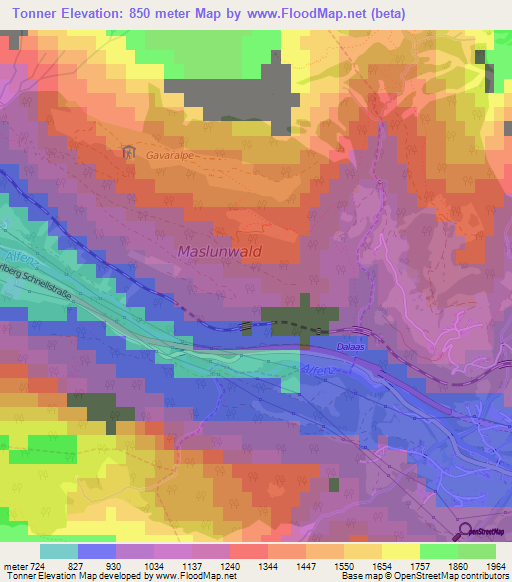 Tonner,Austria Elevation Map