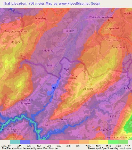 Thal,Austria Elevation Map