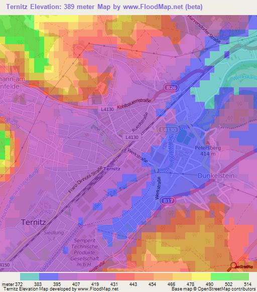 Ternitz,Austria Elevation Map