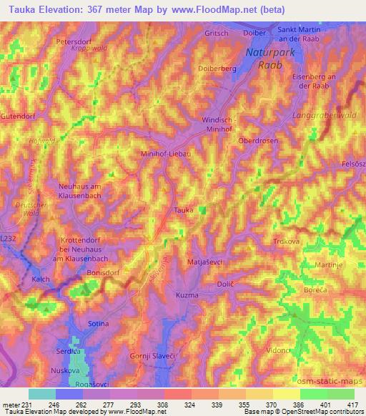 Tauka,Austria Elevation Map