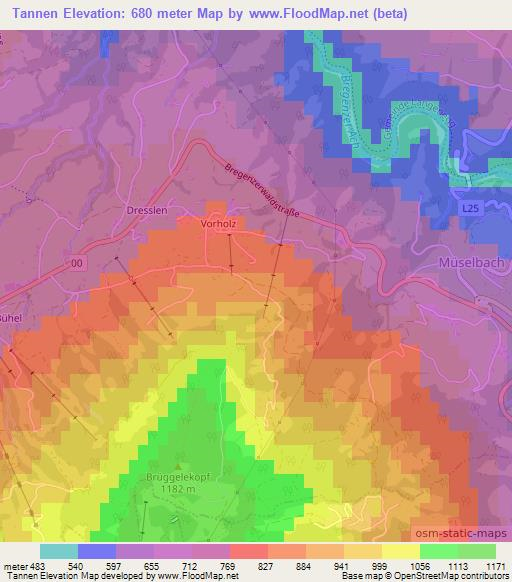 Tannen,Austria Elevation Map