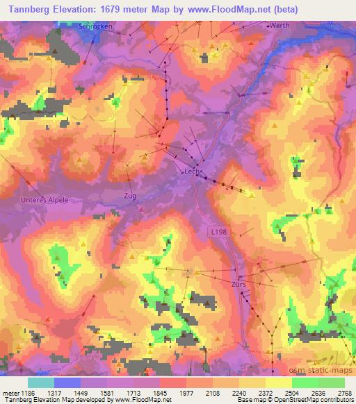 Tannberg,Austria Elevation Map