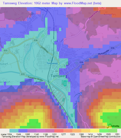 Tamsweg,Austria Elevation Map