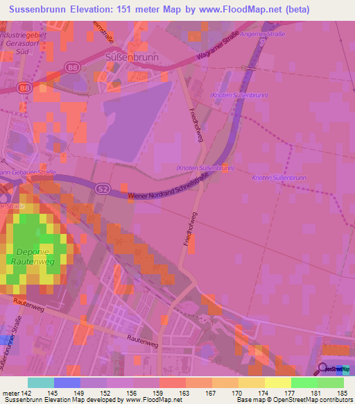 Sussenbrunn,Austria Elevation Map