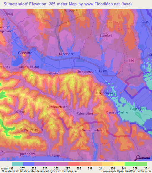 Sumetendorf,Austria Elevation Map