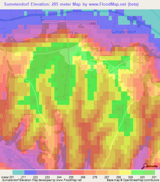 Sumetendorf,Austria Elevation Map