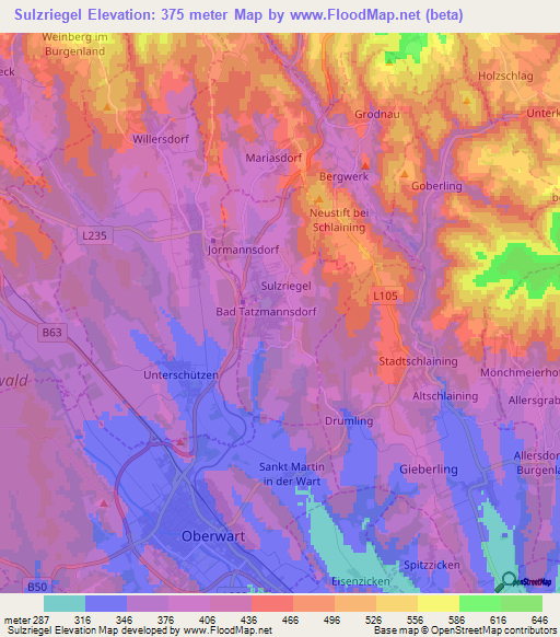 Sulzriegel,Austria Elevation Map