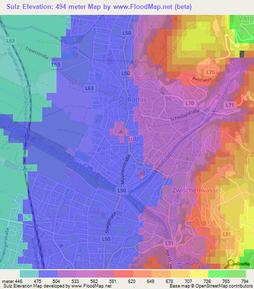 Sulz,Austria Elevation Map
