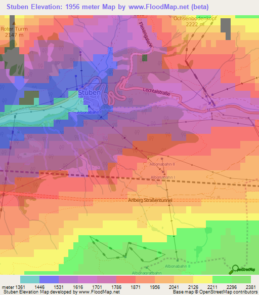 Stuben,Austria Elevation Map