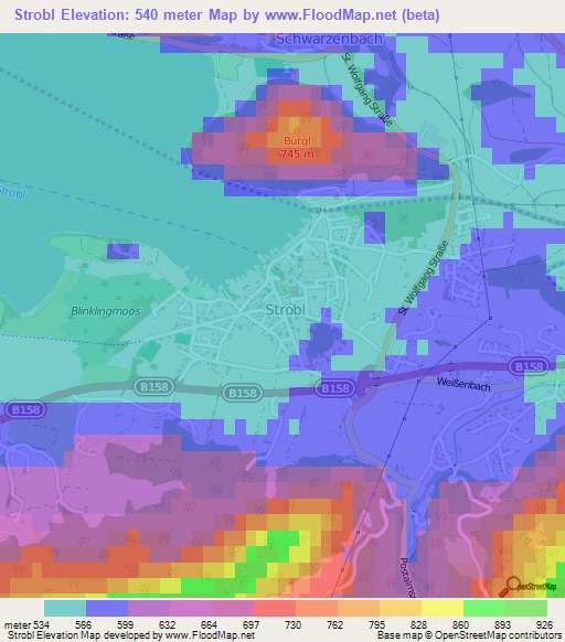 Strobl,Austria Elevation Map
