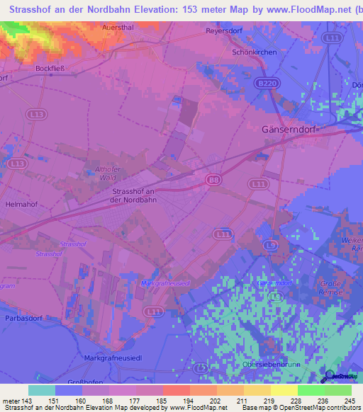 Strasshof an der Nordbahn,Austria Elevation Map