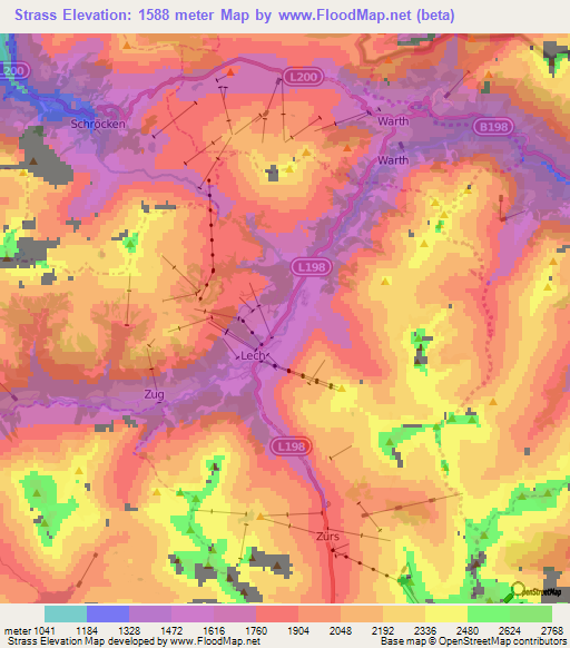 Strass,Austria Elevation Map