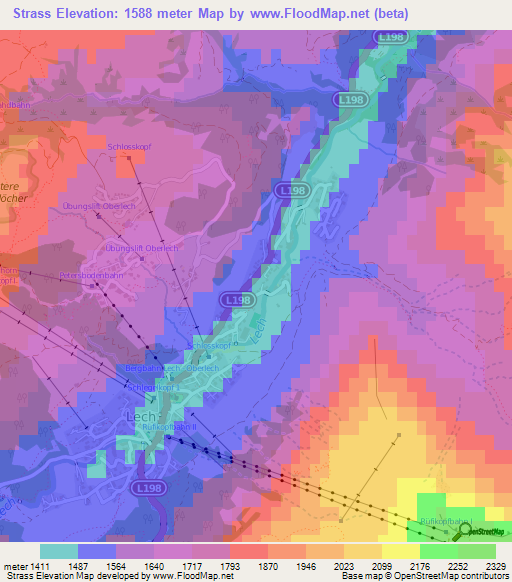 Strass,Austria Elevation Map