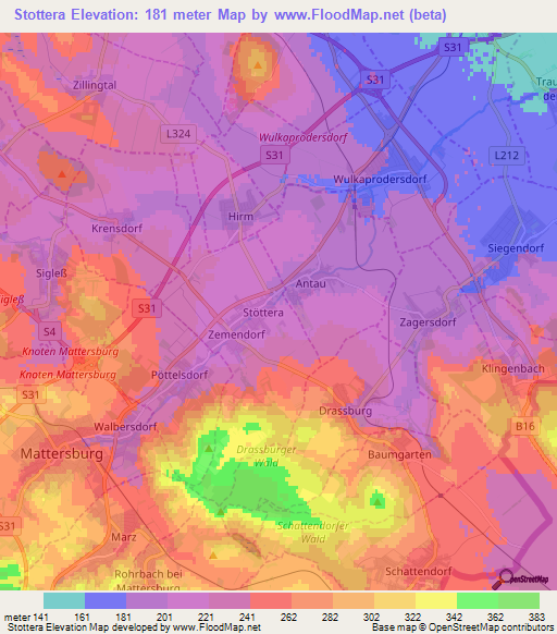 Stottera,Austria Elevation Map