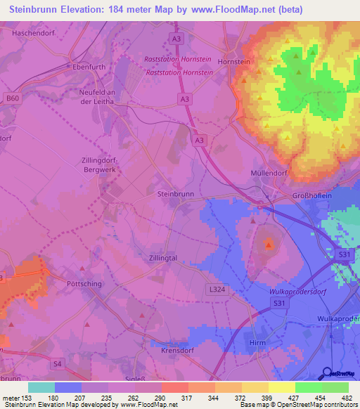 Steinbrunn,Austria Elevation Map