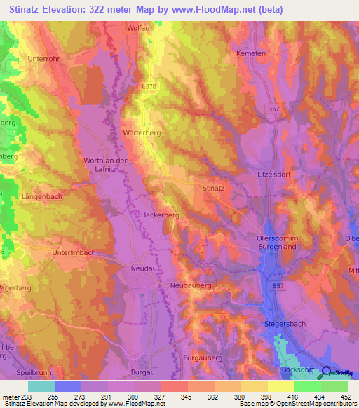 Stinatz,Austria Elevation Map