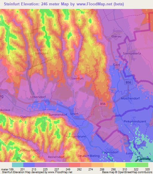 Steinfurt,Austria Elevation Map