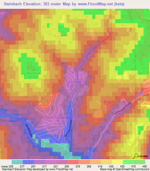 Steinbach,Austria Elevation Map