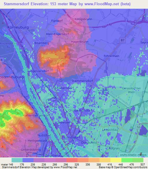 Stammersdorf,Austria Elevation Map