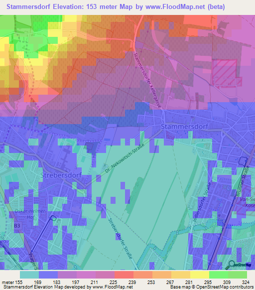 Stammersdorf,Austria Elevation Map