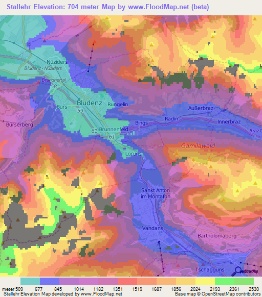 Stallehr,Austria Elevation Map