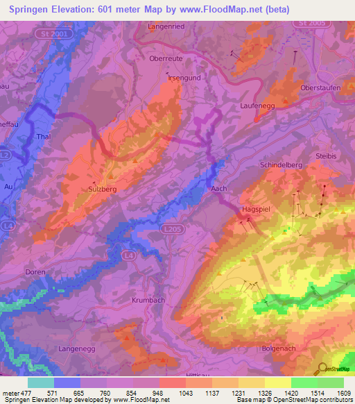Springen,Austria Elevation Map