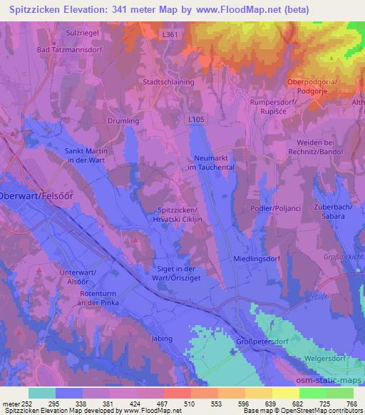 Spitzzicken,Austria Elevation Map