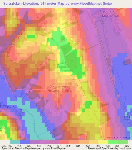 Spitzzicken,Austria Elevation Map
