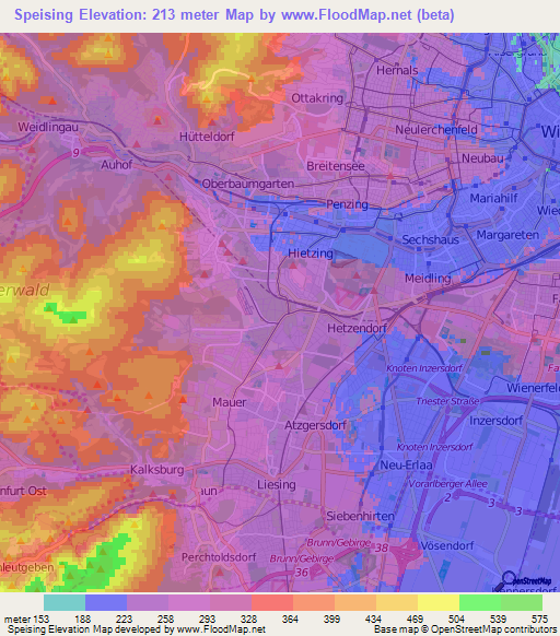 Speising,Austria Elevation Map
