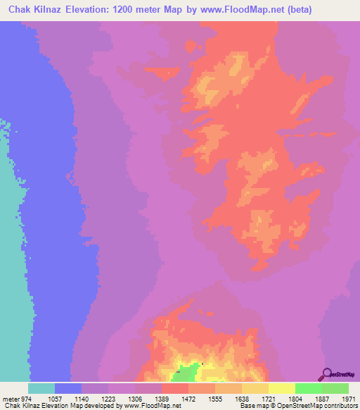 Chak Kilnaz,Iran Elevation Map